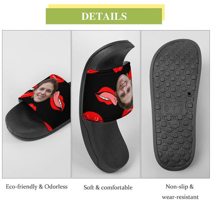 Custom Face Lips Design Unisex Slide Sandals For Holiday Gifts