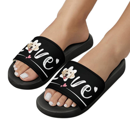 Custom Pet Face Love Unisex Slide Sandals For Holiday Gifts