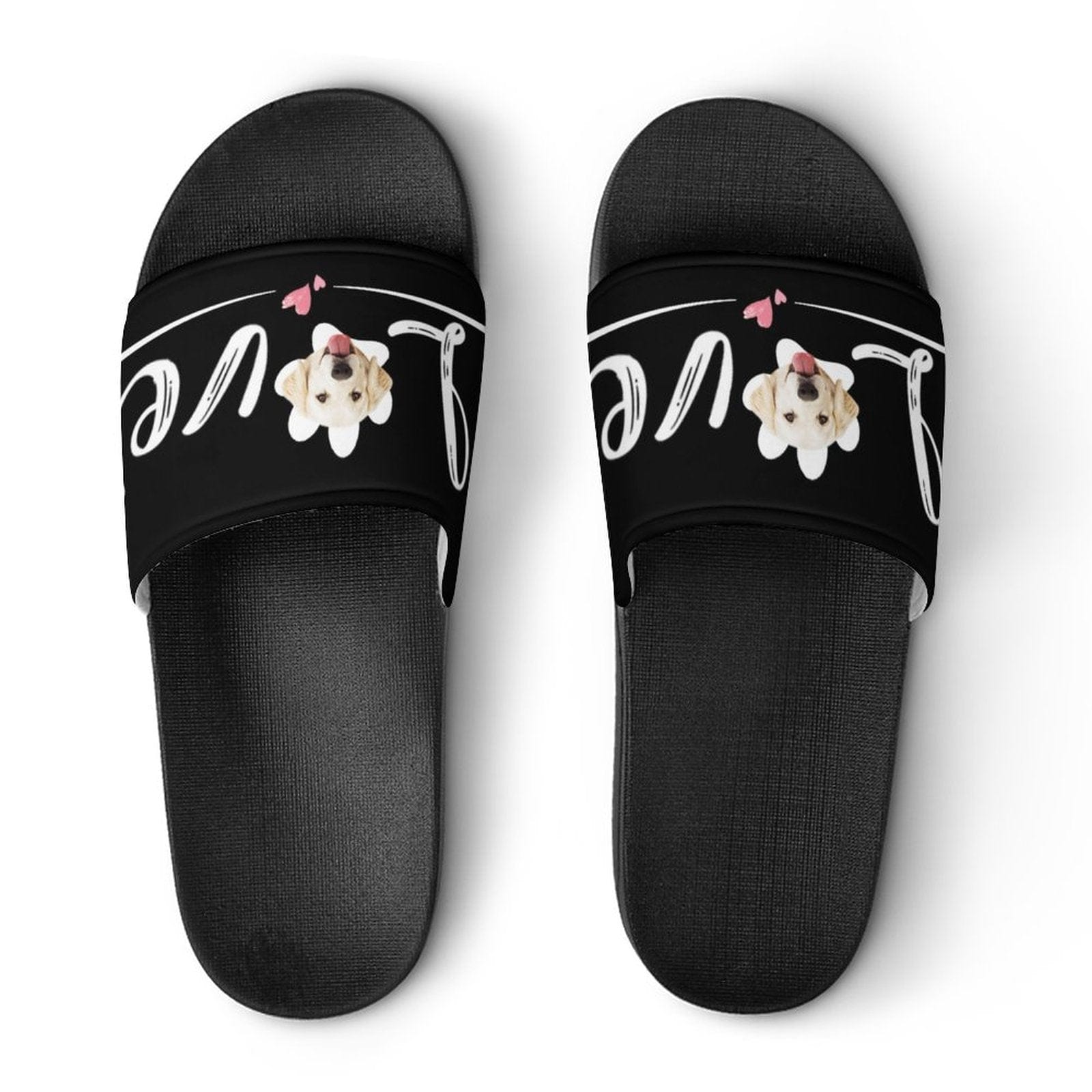 Custom Pet Face Love Unisex Slide Sandals For Holiday Gifts