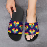 Custom Face Rainbow Love Unisex Slide Sandals For Holiday Gifts