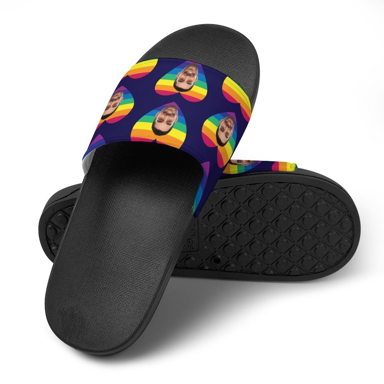 Custom Face Rainbow Love Unisex Slide Sandals For Holiday Gifts