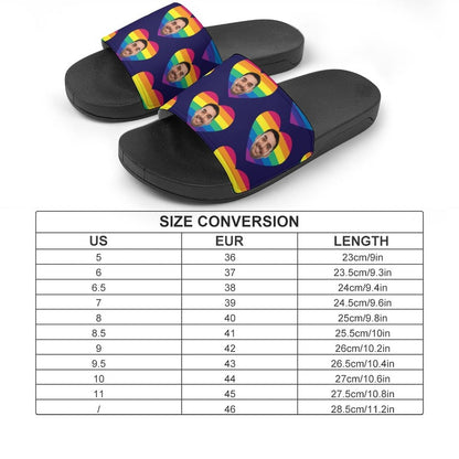 Custom Face Rainbow Love Unisex Slide Sandals For Holiday Gifts