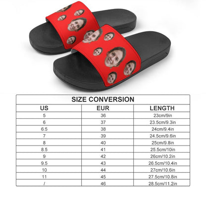 Custom Face Red Unisex Slide Sandals For Holiday Gifts