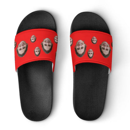 Custom Face Red Unisex Slide Sandals For Holiday Gifts