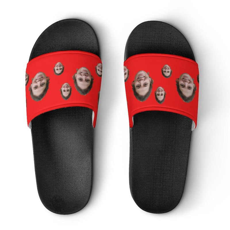 Custom Face Red Unisex Slide Sandals For Holiday Gifts