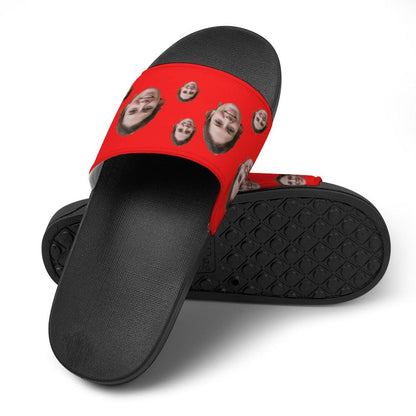 Custom Face Red Unisex Slide Sandals For Holiday Gifts