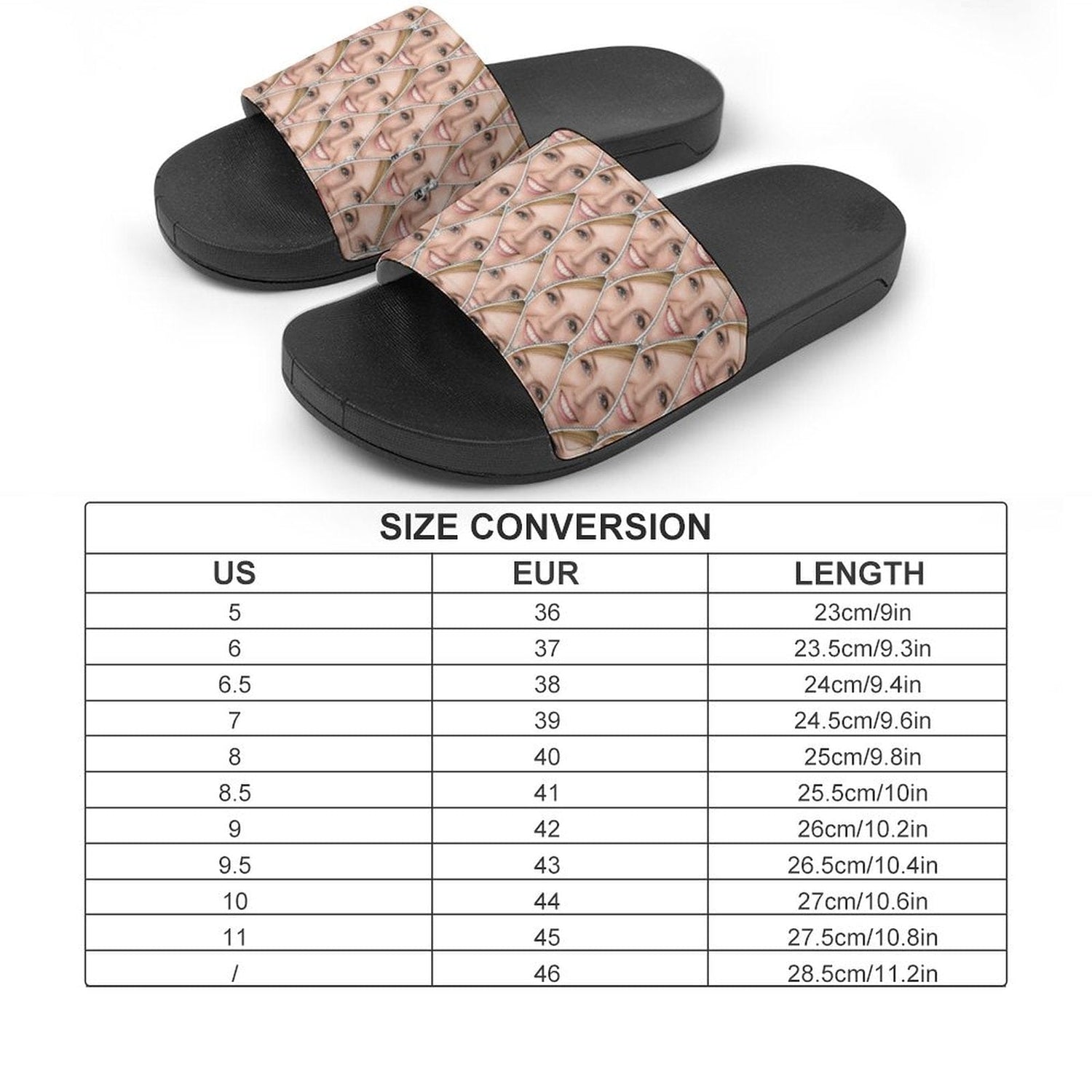 Custom Face Zip Design Unisex Slide Sandals For Holiday Gifts