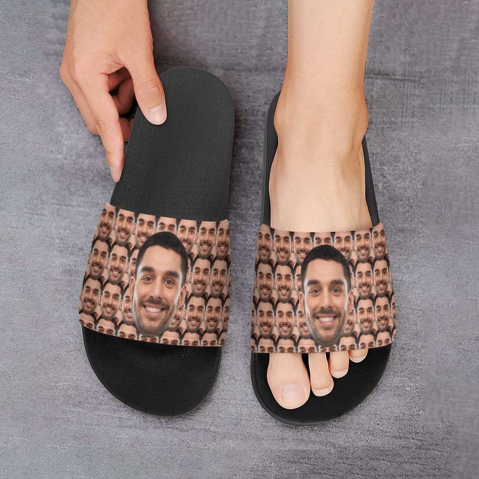 Custom Face Smash Unisex Slide Sandals For Holiday Gifts