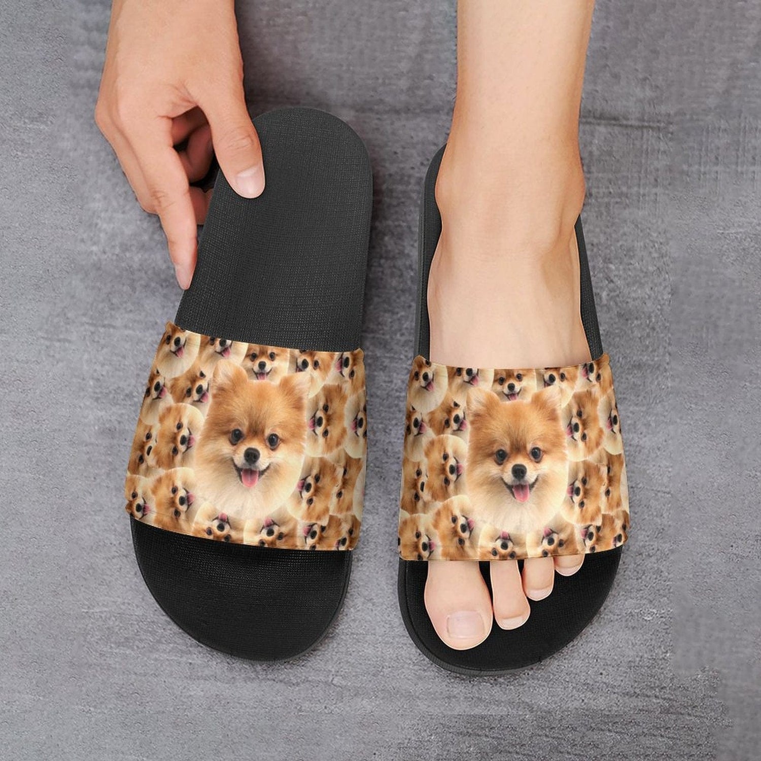 Custom Pet Face Smash Unisex Slide Sandals For Holiday Gifts