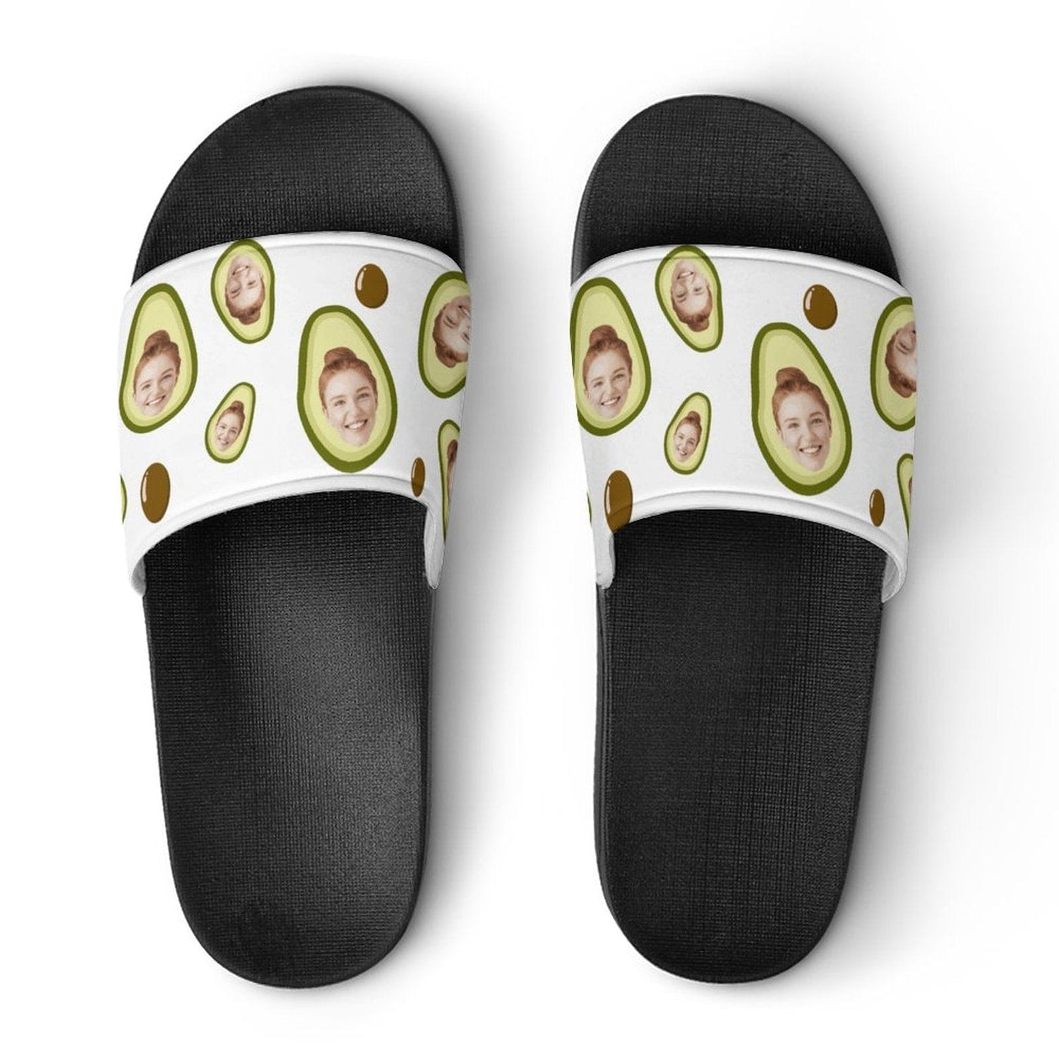 Personalized Avocado Slippers Home Shoes Custom Face Unisex Slide Sandals