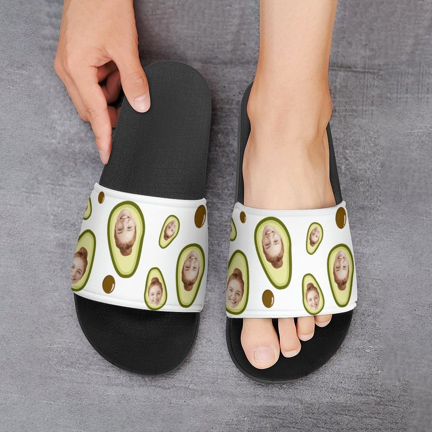 Personalized Avocado Slippers Home Shoes Custom Face Unisex Slide Sandals