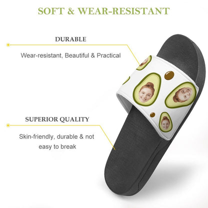 Personalized Avocado Slippers Home Shoes Custom Face Unisex Slide Sandals