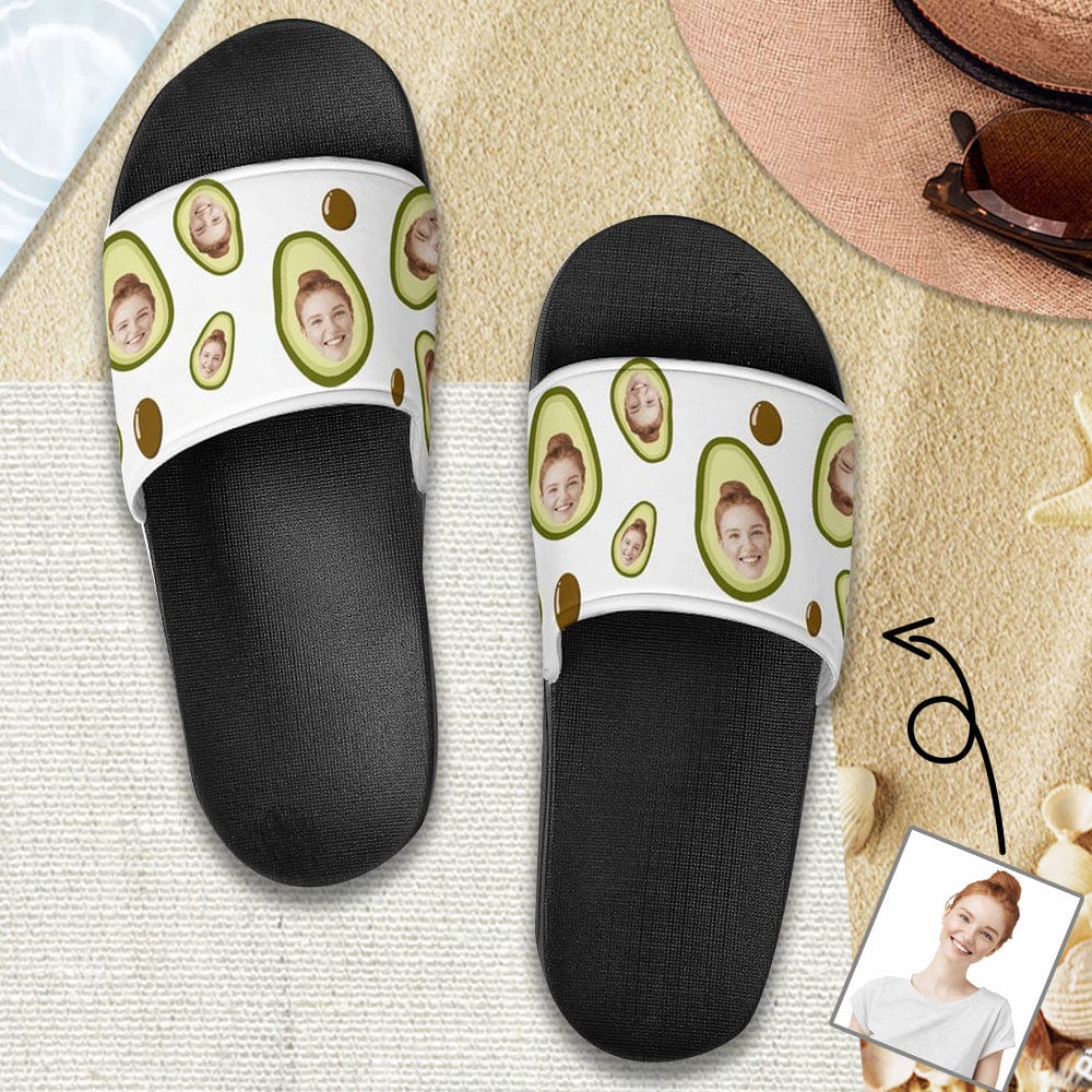 Personalized Avocado Slippers Home Shoes Custom Face Unisex Slide Sandals