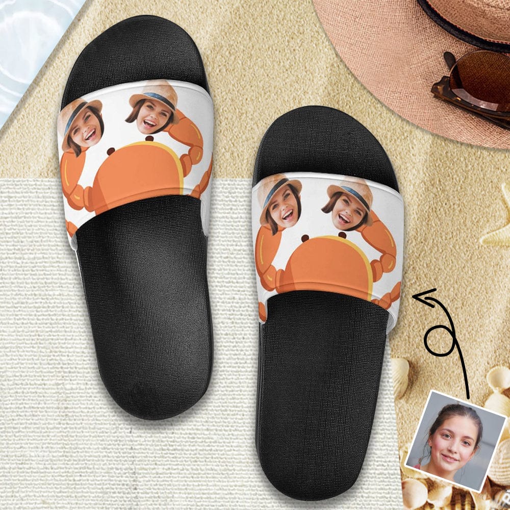 Personalized Crab Slippers Home Shoes Custom Face Unisex Slide Sandals