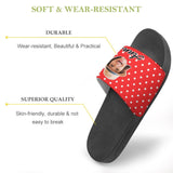 Personalized Red Polka Dots Slippers Home Shoes Custom Face Slide Sandals