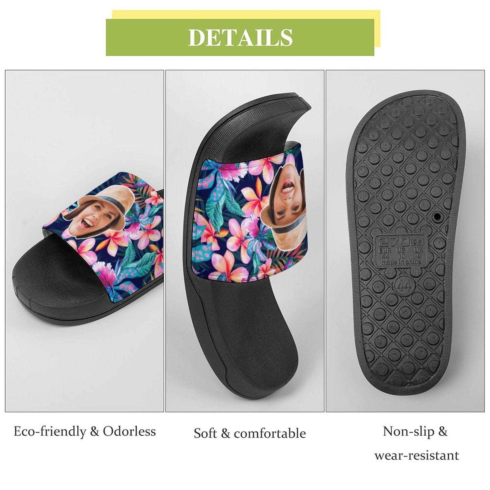 Personalized Tropical Plants Slippers Home Shoes Custom Photo Slide Sandals