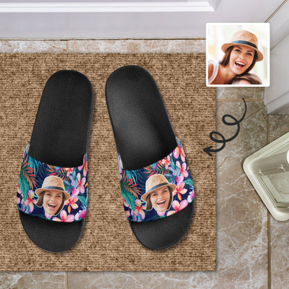 Personalized Tropical Plants Slippers Home Shoes Custom Photo Slide Sandals