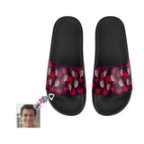 Custom Boyfriend Face Red Butterfly Women's Slide Sandal