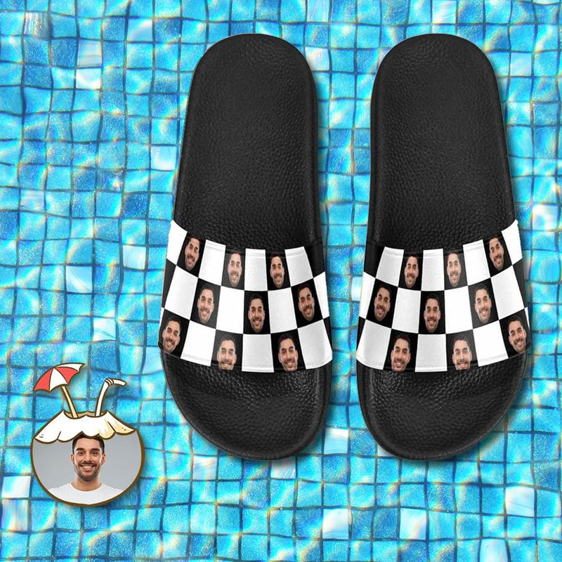 Custom Face Checkerboard Women's Slide Sandals