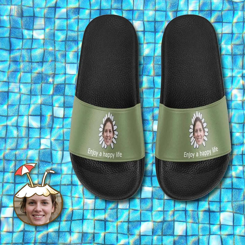 Custom Face Enjoy A Happy Life Men's Slide Sandals