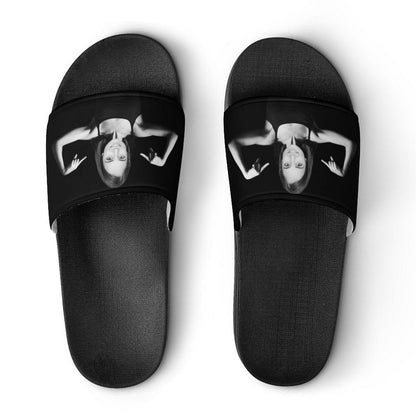 Custom Face Fitness Black Unisex Slide Sandals For Holiday Gifts