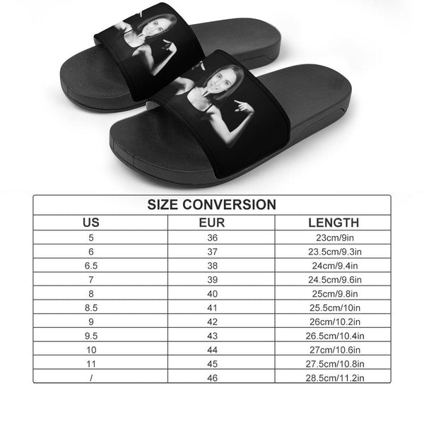 Custom Face Fitness Black Unisex Slide Sandals For Holiday Gifts