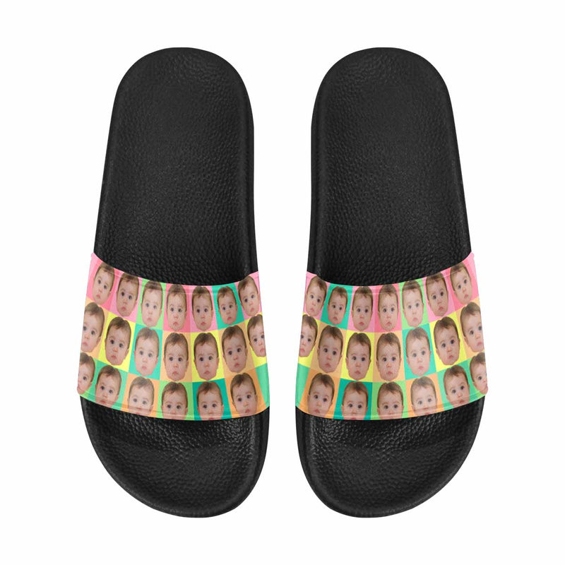 Custom Face Rainbow Lattice Women's Slide Sandals