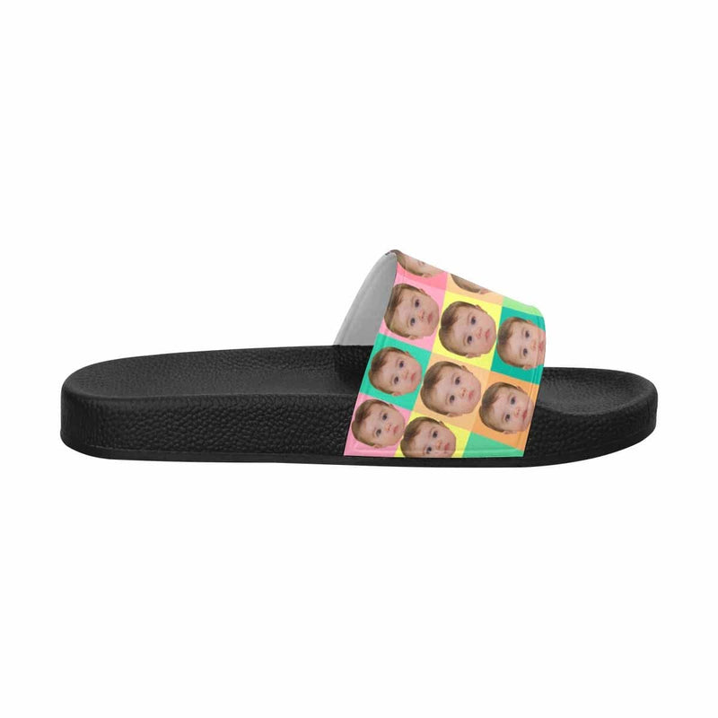 Custom Face Rainbow Lattice Women's Slide Sandals