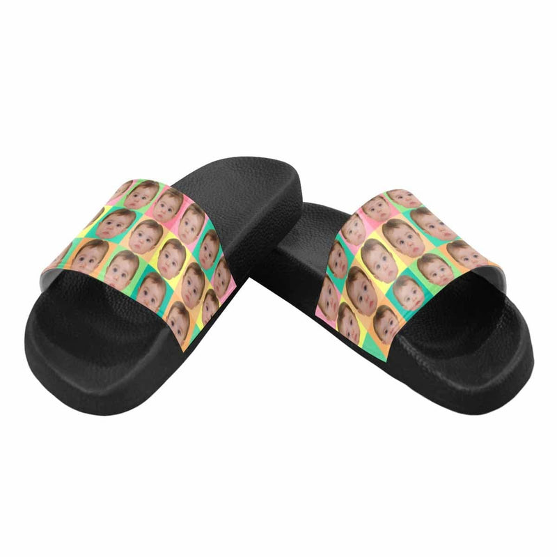 Custom Face Rainbow Lattice Women's Slide Sandals