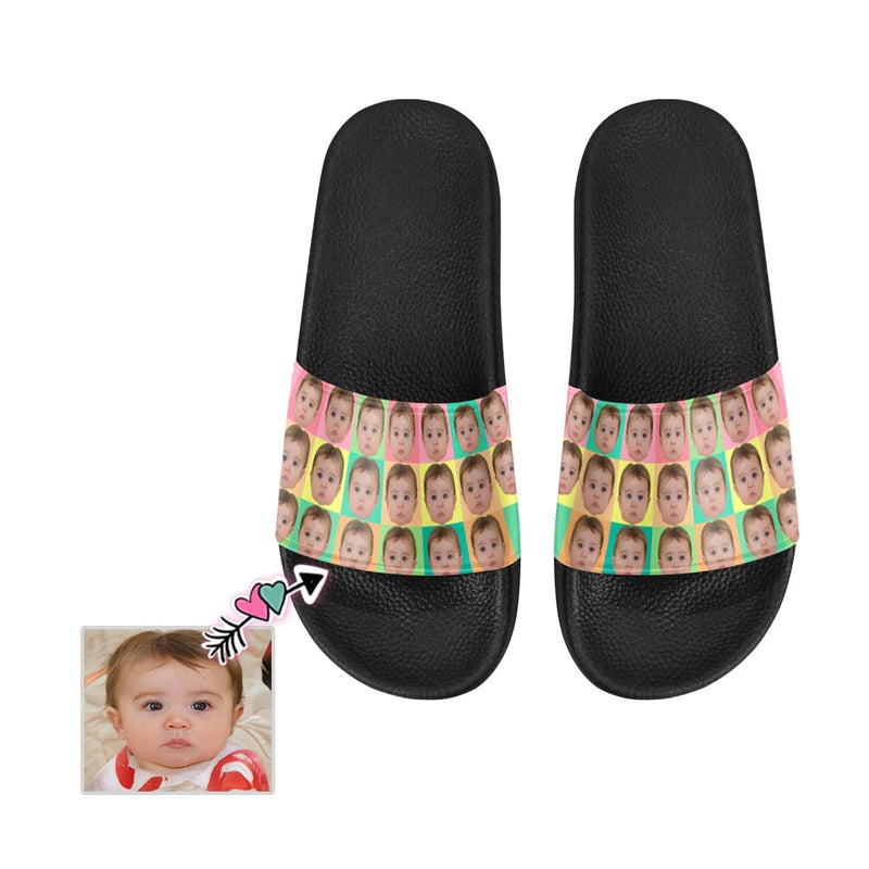 Custom Face Rainbow Lattice Women's Slide Sandals