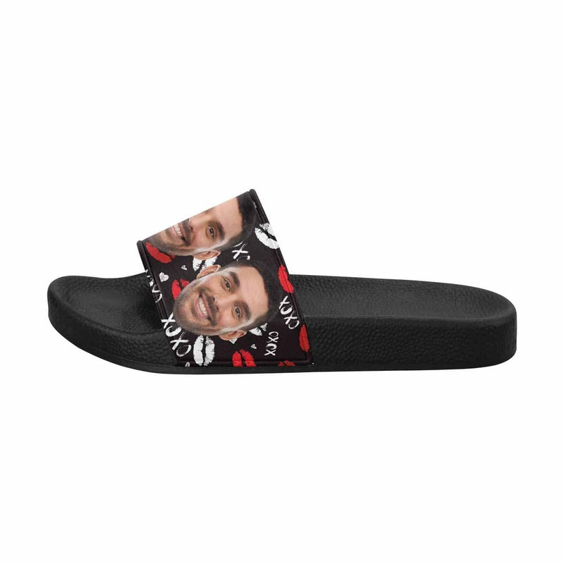 Custom Face Red Lips XOXO Women's Slide Sandals