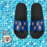 Custom Face Blue Unisex Slide Sandals For Holiday Gifts