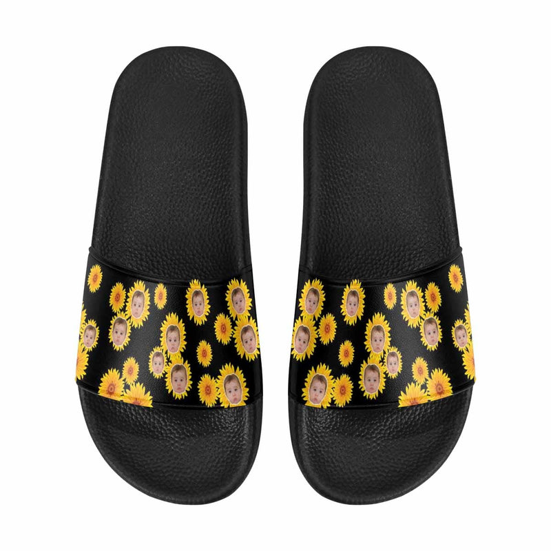 Custom Face Sunflower Women's Slide Sandals