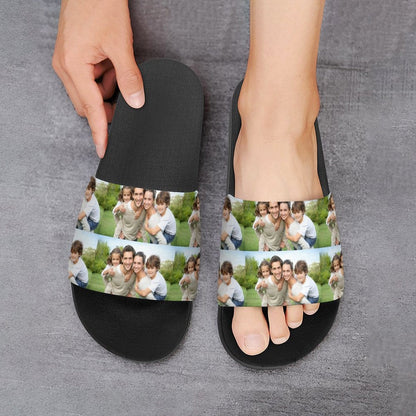 Custom Family Photo Unisex Slide Sandals For Holiday Gifts