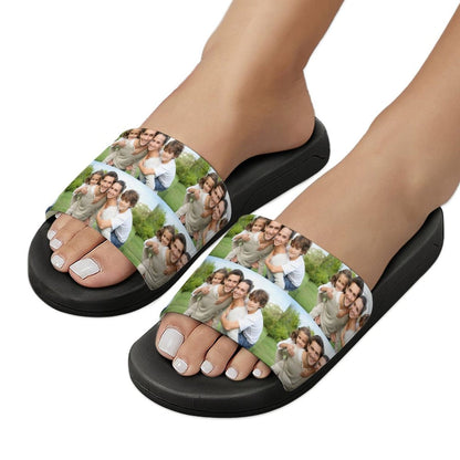 Custom Family Photo Unisex Slide Sandals For Holiday Gifts