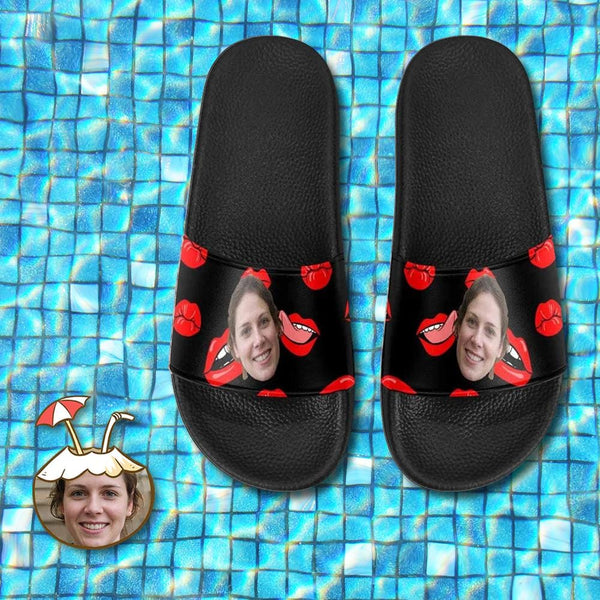 Custom Face Lips Design Unisex Slide Sandals For Holiday Gifts