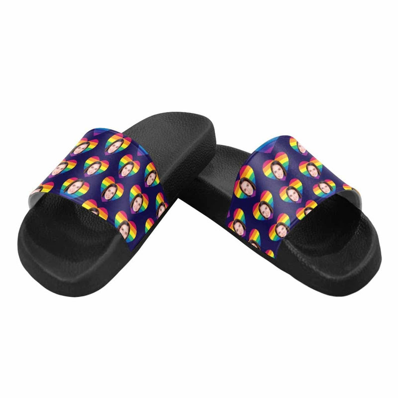 Custom Girlfriend Face Rainbow Love Men's Slide Sandal