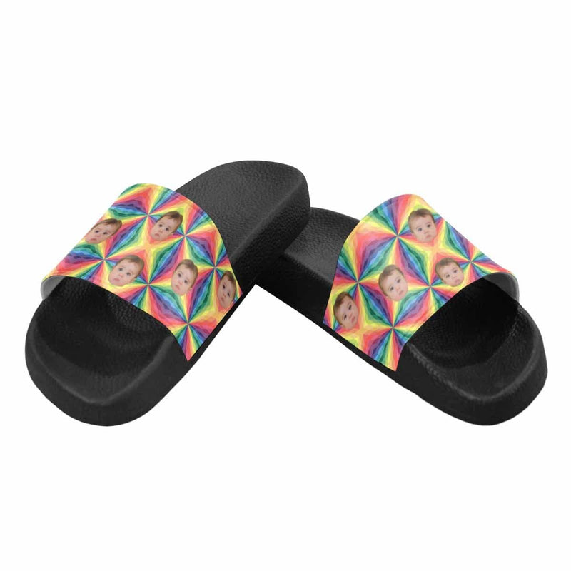 Custom Girlfriend Face Rainbow Love Men's Slide Sandal