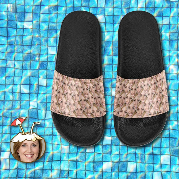 Custom Face Zip Design Unisex Slide Sandals For Holiday Gifts