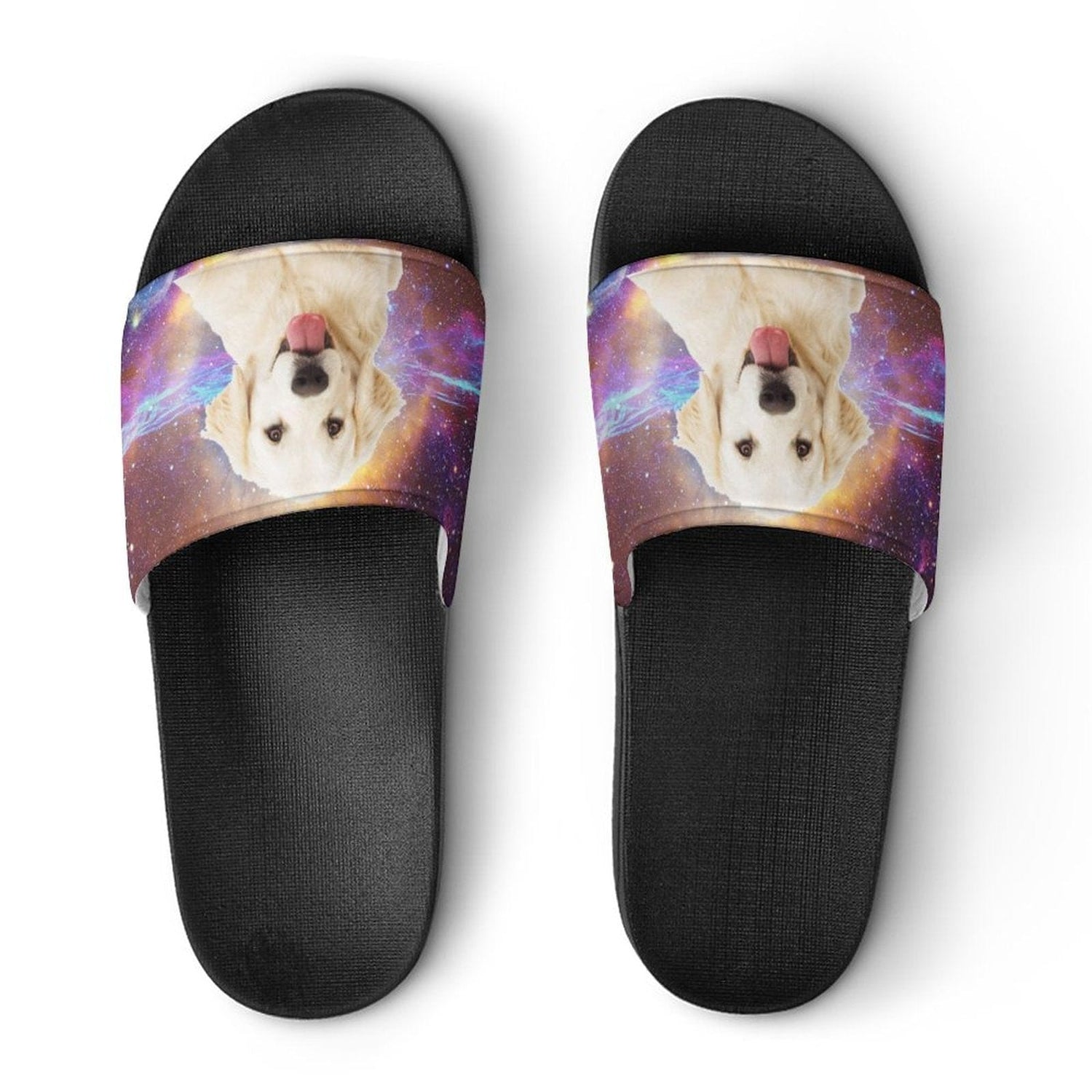 Custom Pet Face Nebula Unisex Slide Sandals For Holiday Gifts