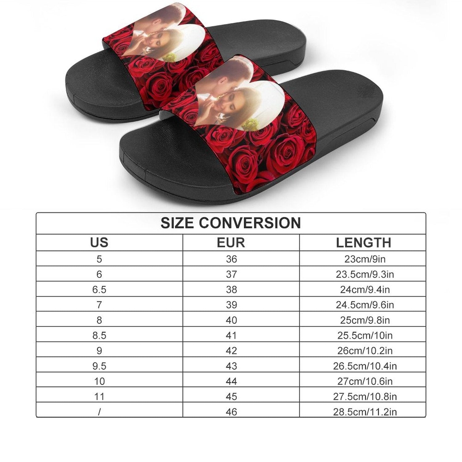 Custom Photo Roses Unisex Slide Sandals