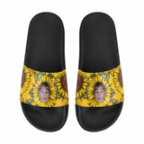 Custom Son Face Sunflower Men's Slide Sandals