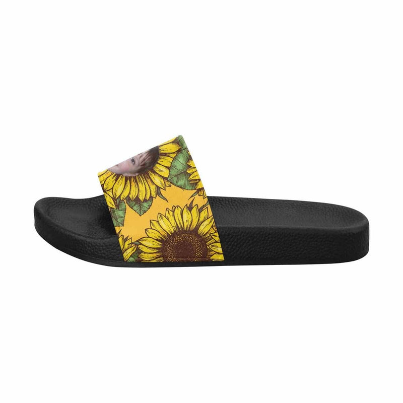 Custom Son Face Sunflower Men's Slide Sandals