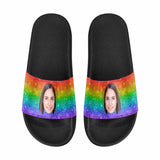 Custom Wife Face Rainbow Shiny Men's Slide Sandals