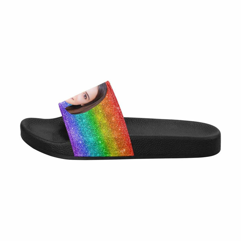 Custom Wife Face Rainbow Shiny Men's Slide Sandals