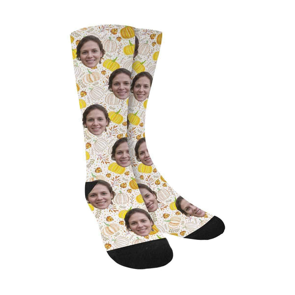 Custom Face Pumpkin Socks Personalized Photo Sublimated Crew Socks Unisex Gift for Men Women