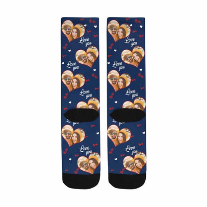 Personalized Photo Couple Socks Custom Love Sublimated Crew Socks Unisex Gift for Men Women