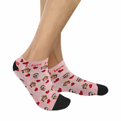 Custom Couple Photo Socks Personalized Red Love Couple Women&