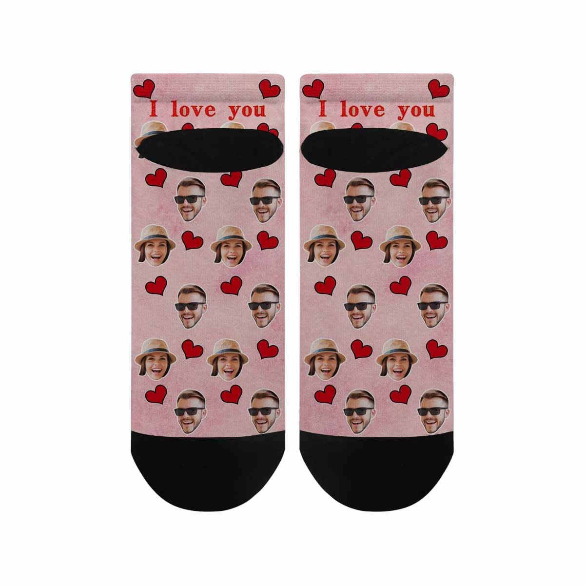 Custom Couple Photo Socks Personalized Red Love Couple Women&