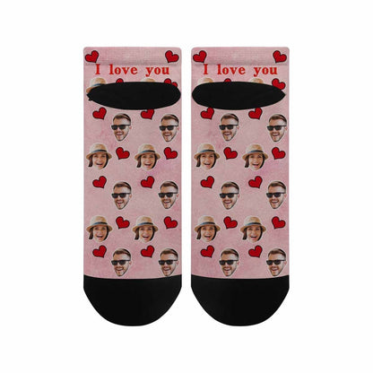 Custom Couple Photo Socks Personalized Red Love Couple Women&